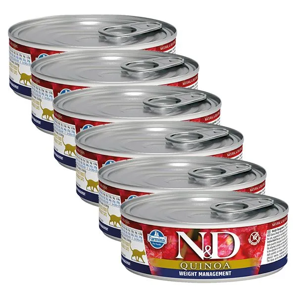 Farmina N&D cat Quinoa Weight Management konzerva 6 x 80 g
