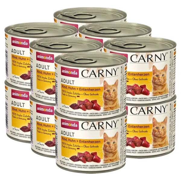 Animonda Carny Adult hovädzie, kuracie mäso + kačacie srdcia 12 x 200 g