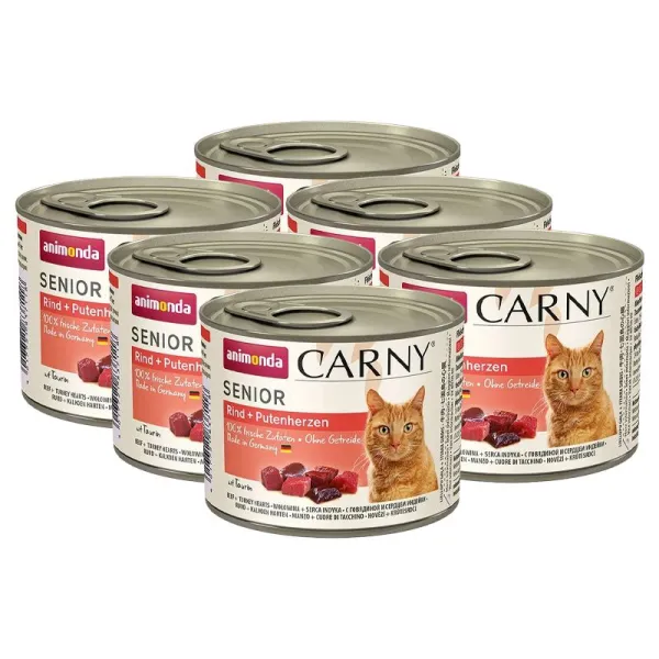 Krmivo CARNY SENIOR hovädzie + morčacie srdcia 6 x 200 g