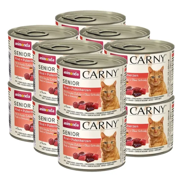 Krmivo CARNY SENIOR hovädzie + morčacie srdcia 12 x 200 g