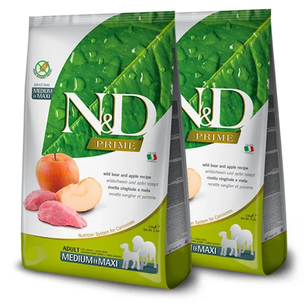 Farmina N&D Prime dog GF MEDIUM & MAXI Wild Boar & Apple 2 x 12 kg