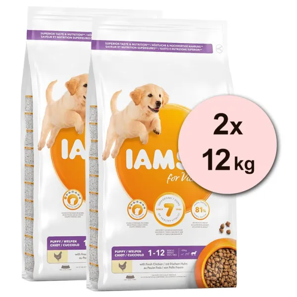 Iams Dog Puppy Large Breed, Chicken 2 x 12 kg