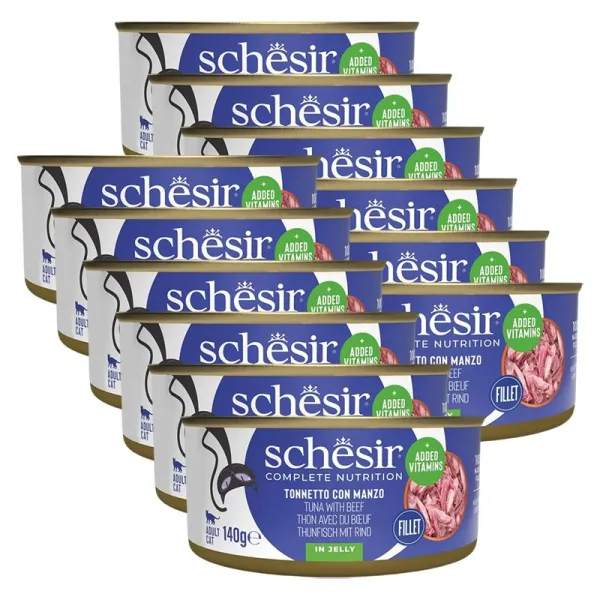 Schesir cat tuniak s hovädzím v želé 12 x 140 g