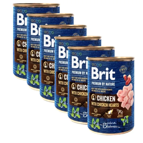 Konzerva Brit premium by Nature Chicken & Hearts 6 x 400 g