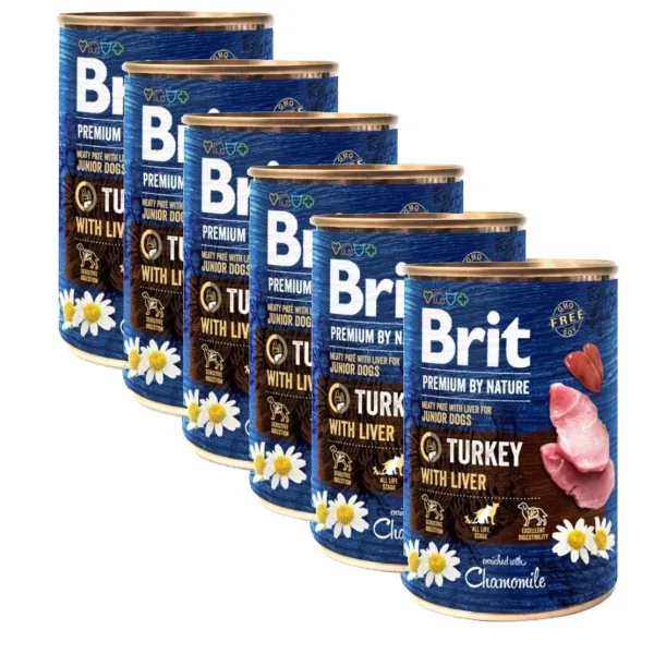Konzerva Brit premium by Nature Junior Turkey & Liver 6 x 400 g