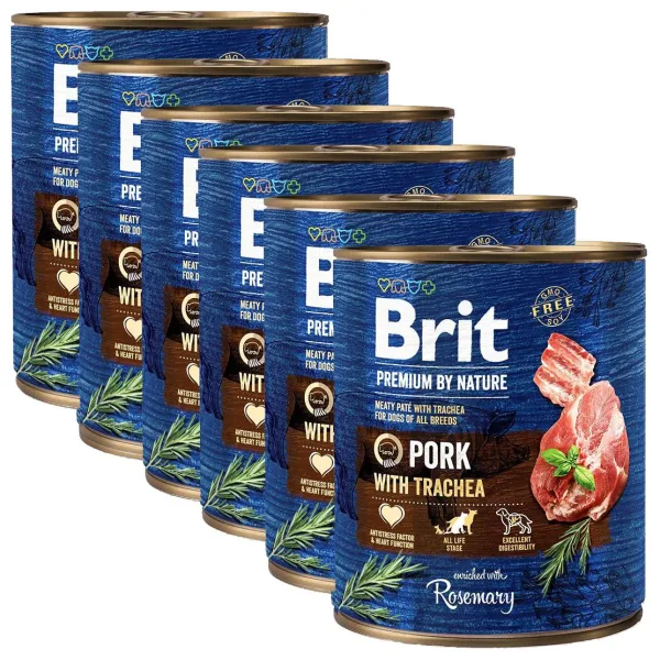 Konzerva Brit premium by Nature Pork  & Trachea 6 x 800 g