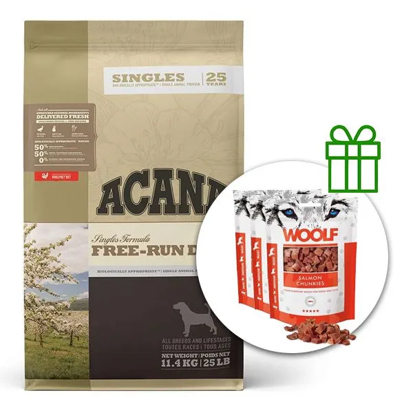 ACANA Singles Free-Run Duck 11,4 kg + 3x pamlsky ZADARMO