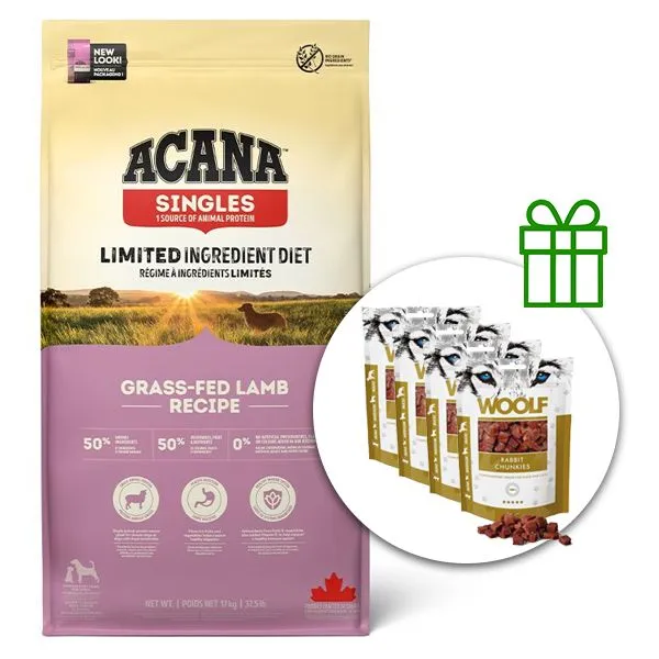 ACANA Singles Grass-Fed Lamb 17 kg + 4x pamlsky ZADARMO