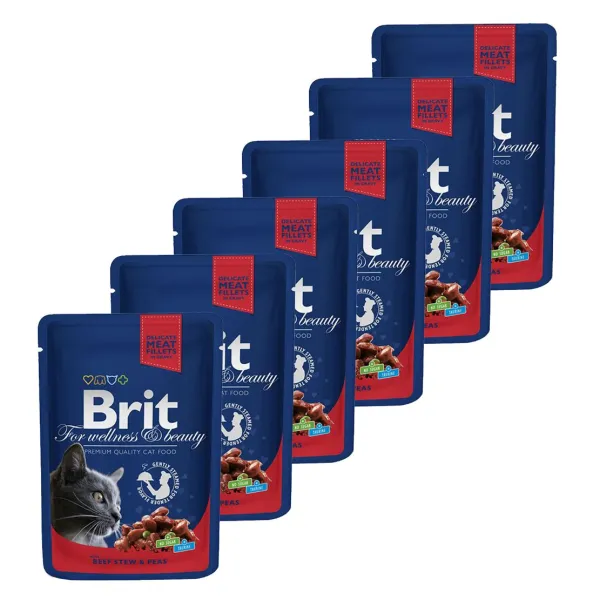 Kapsička BRIT Premium Cat Beef Stew & Peas 6 x 100 g