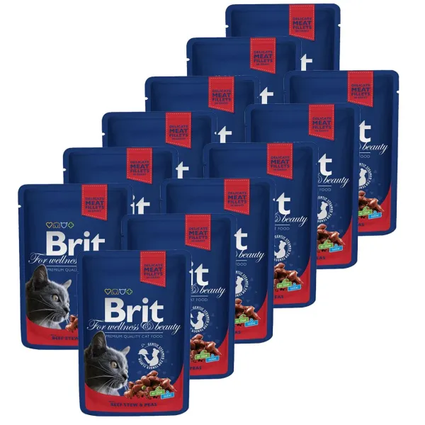 Kapsička BRIT Premium Cat Beef Stew & Peas 12 x 100 g