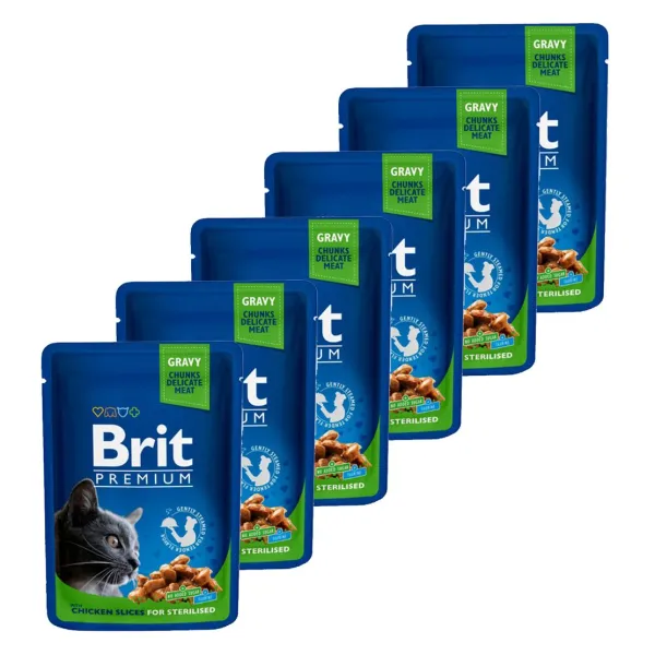 Kapsička BRIT Premium Cat Chicken Slices for Sterilised 6 x 100 g