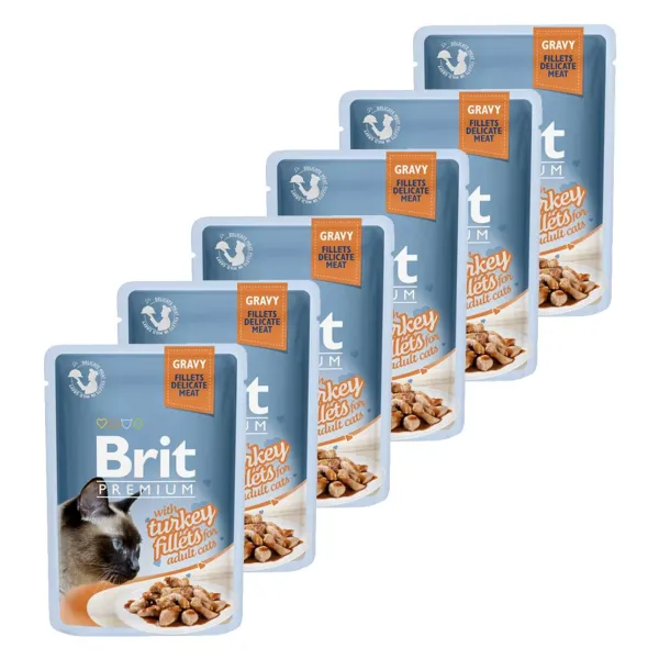 Kapsička BRIT Premium Cat Delicate Fillets in Gravy with Turkey 6 x 85 g