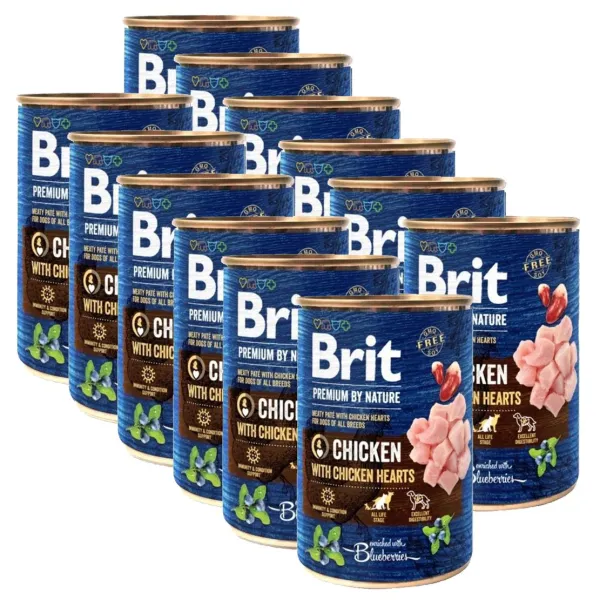 Konzerva Brit premium by Nature Chicken & Hearts 12 x 400 g