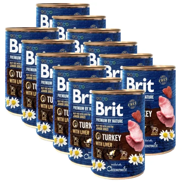Konzerva Brit premium by Nature Junior Turkey & Liver 12 x 400 g