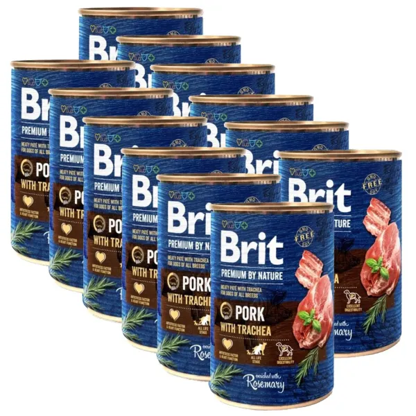 Konzerva Brit premium by Nature Pork  & Trachea 12 x 400 g