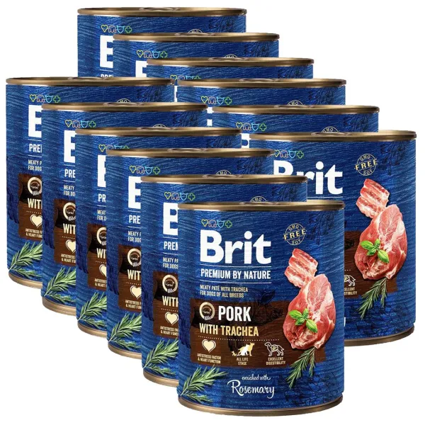 Konzerva Brit premium by Nature Pork  & Trachea 12 x 800 g