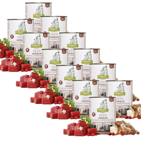 ISEGRIM Adult Forest: Jeleň s topinamburmi, brusnicami a bylinkami 12 x 800 g