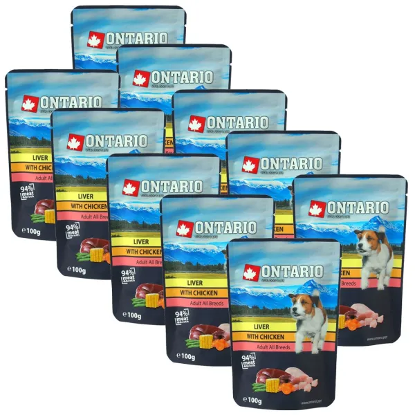 Kapsička ONTARIO DOG Liver with Chicken in broth 10 x 100 g