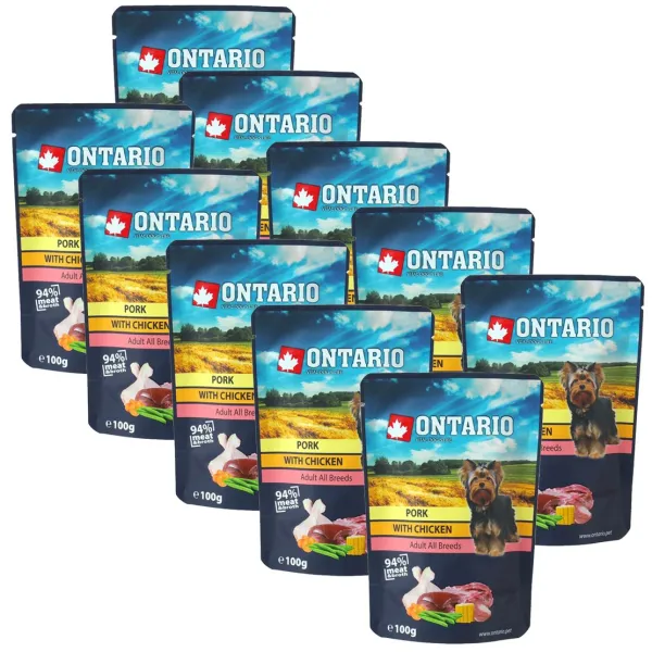 Kapsička ONTARIO DOG Pork with Chicken in broth 10 x 100 g