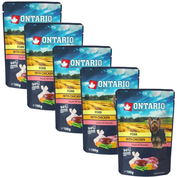 Kapsička ONTARIO DOG Pork with Chicken in broth 5 x 100 g