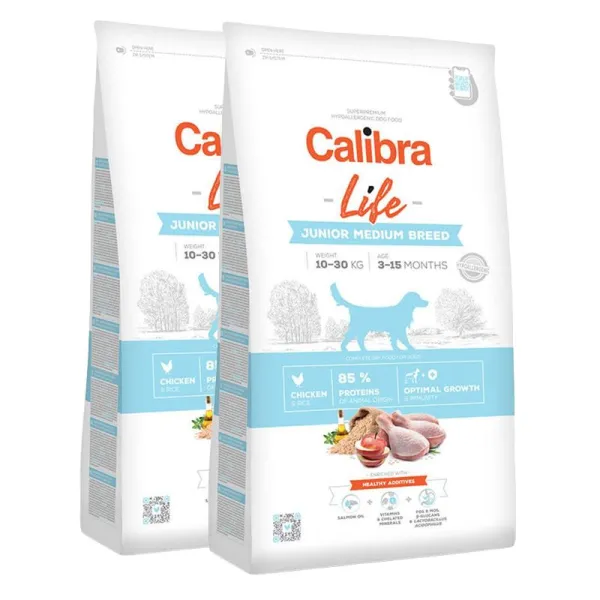 Calibra Dog Life Junior Medium Breed Chicken 2 x 12 kg
