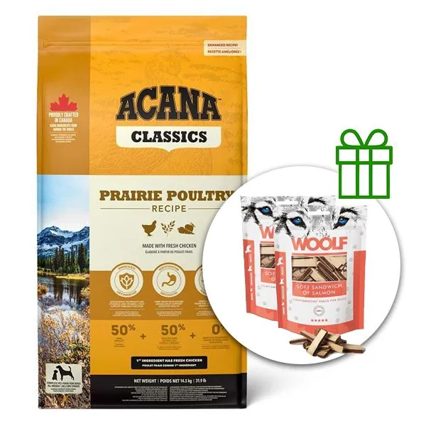 ACANA Classics Prairie Poultry 14,5 kg + 2x pamlsky ZADARMO