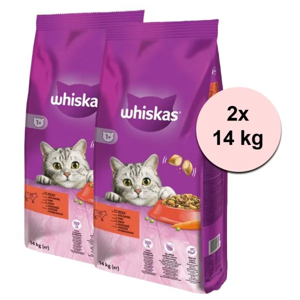 WHISKAS s hovädzím mäsom 2 x 14 kg