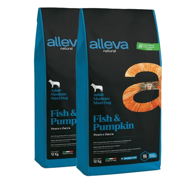 Alleva NATURAL dog fish & pumpkin adult medium/maxi 2 x 12 kg
