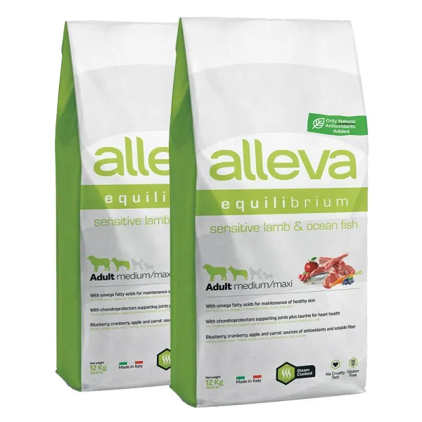 Alleva SP EQUILIBRIUM dog sensitive lamb & ocean fish adult medium/maxi 2 x 12 kg