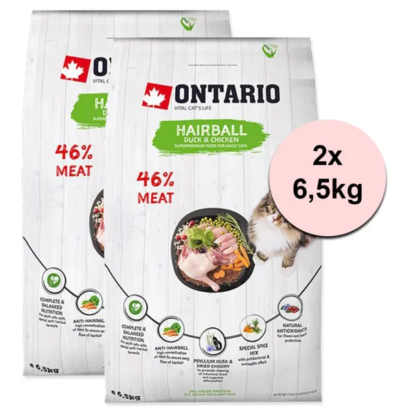 Ontario Cat Hairball 2 x 6,5 kg