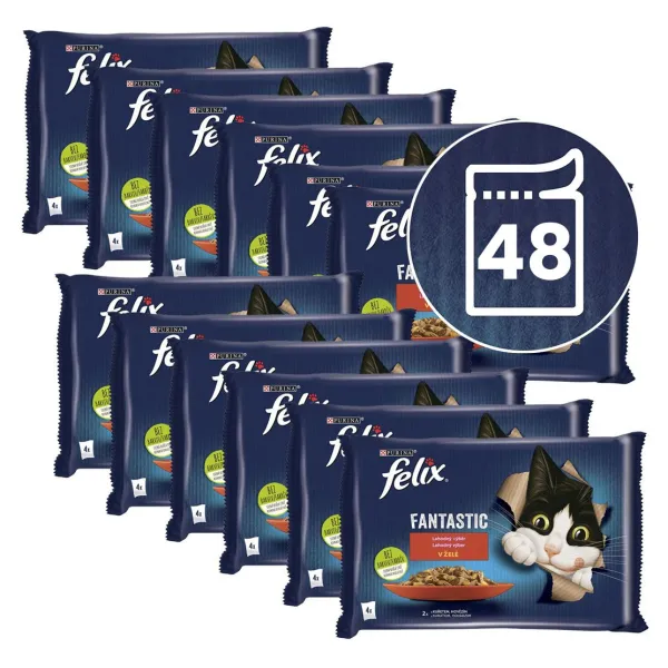 Felix Fantastic kapsičky pre mačky hovädzie, kura v želé 48x85 g
