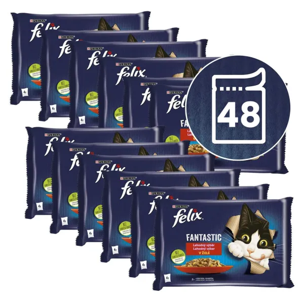 Felix Fantastic kapsičky pre mačky králik, jahňacie v želé 48x85 g