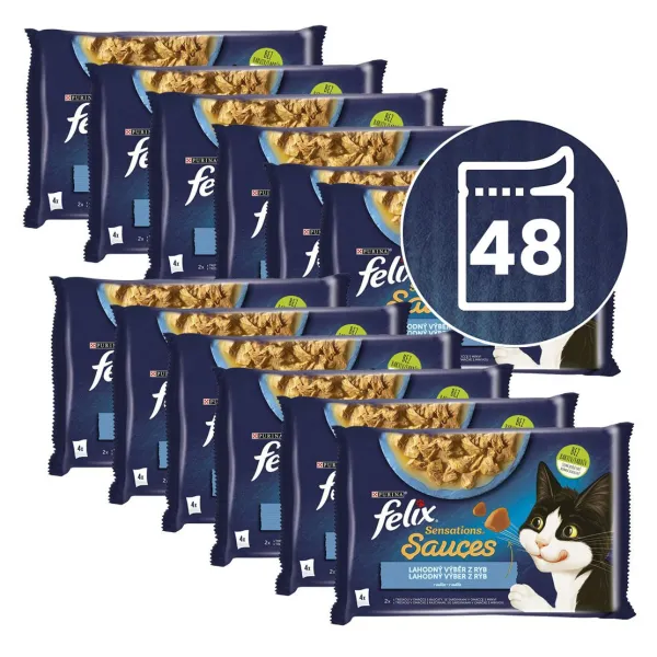 Felix Sensations Sauces kapsičky pre mačky treska, sardinky v omáčke 48x85 g
