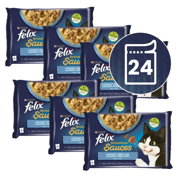Felix Sensations Sauces kapsičky pre mačky treska, sardinky v omáčke 24x85 g
