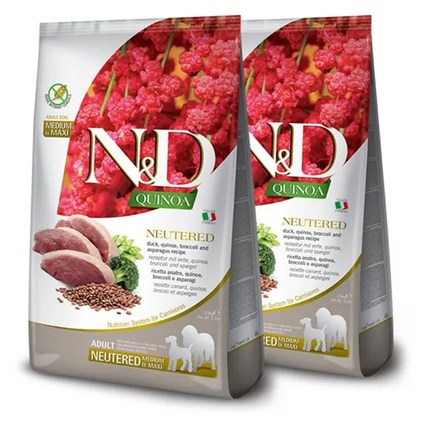 Farmina N&D dog QUINOA (GF) adult medium & maxi, neutered duck 2 x 12 kg