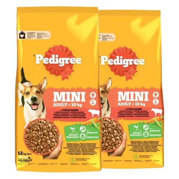Pedigree Adult Mini hovädzie mäso a zelenina 2 x 12 kg