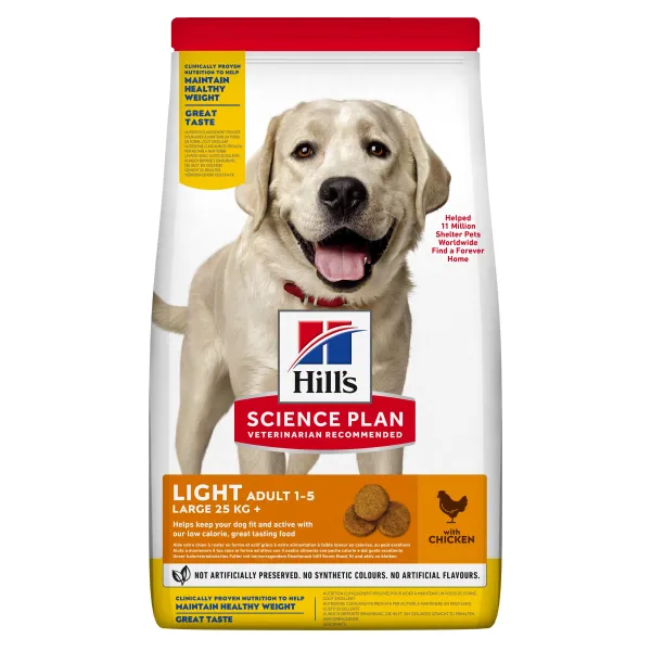 Hill's Science Plan Light granule pre dospelých psov veľkých plemien s kuracím 18 kg