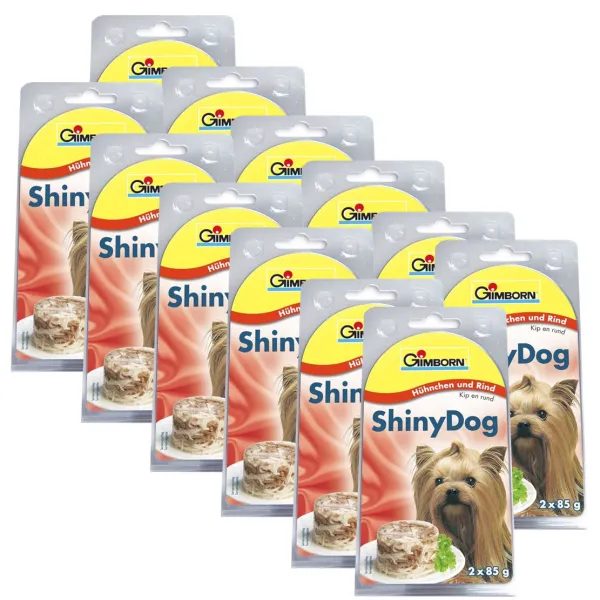 GimBorn ShinyDog kura + hovädzie 12 x (2 x 85 g)