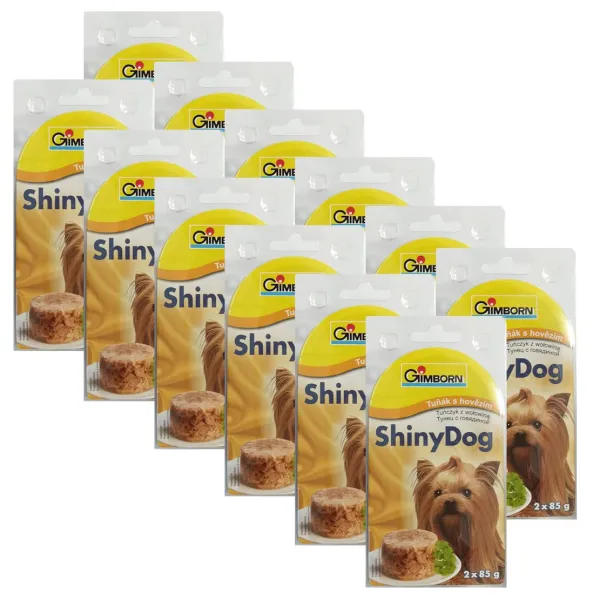 GimBorn ShinyDog tuniak + hovädzie 12 x (2 x 85 g)