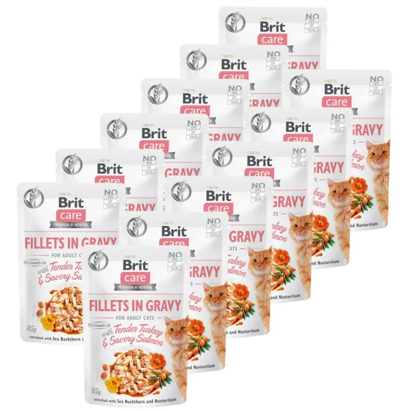 Brit Care Cat Fillets in Gravy Turkey & Salmon 12 x 85 g