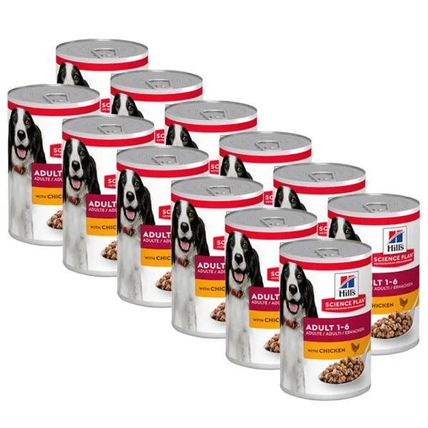 Hill's Science Plan konzerva pro dospělé psy s kuřecím 12 x 370 g