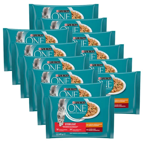 Purina ONE Sterilised kapsičky pre mačky kura, hovädzie v šťave 48x85 g