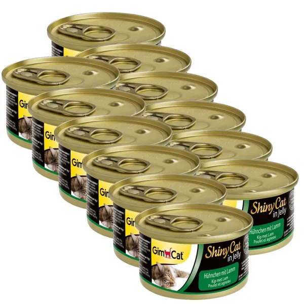 GimCat ShinyCat kura + jahňa 12 x 70 g