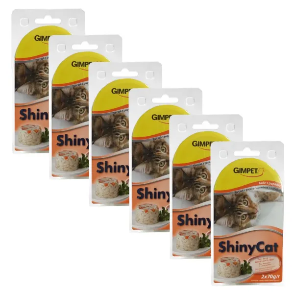 GimCat ShinyCat kura + papája 12 x 70 g