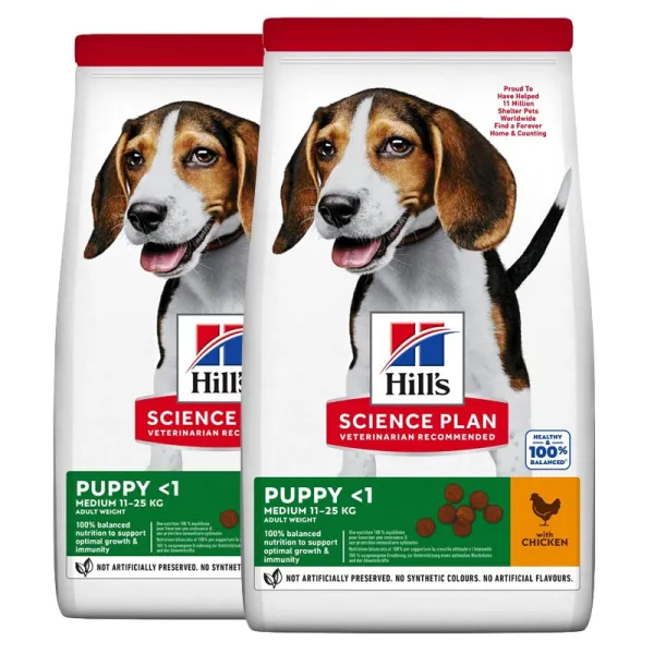 Hill's Science Plan granule pre šteňatá stredných plemien s kuracím 2 x 14 kg