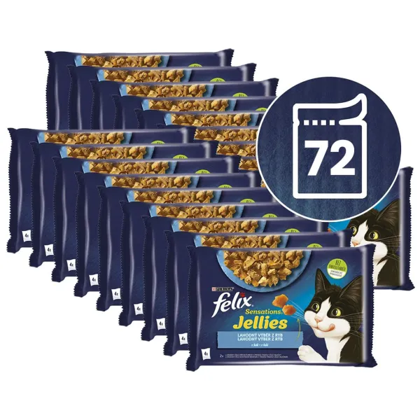 Felix Sensations Jellies kapsičky pre mačky losos, treska v želé 72x85 g