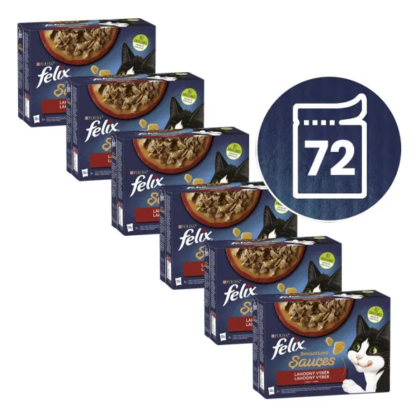 Felix Sensations Sauces kapsičky pre mačky hovädzie, jahňacie, morka, kačica v omáčke 72x85 g
