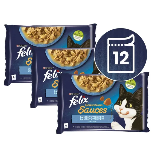 Felix Sensations Sauces kapsičky pre mačky treska, sardinky v omáčke 12x85 g