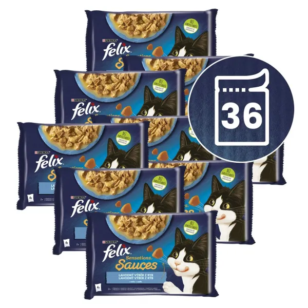 Felix Sensations Sauces kapsičky pre mačky treska, sardinky v omáčke 36x85 g