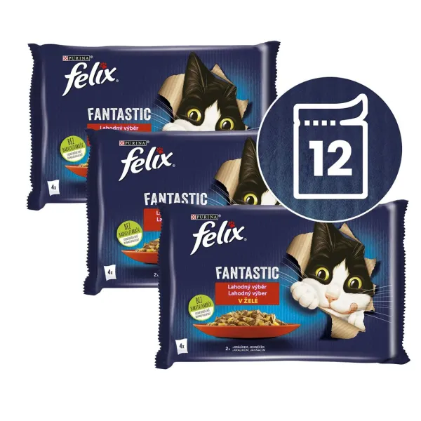 Felix Fantastic kapsičky pre mačky králik, jahňacie v želé 12x85 g
